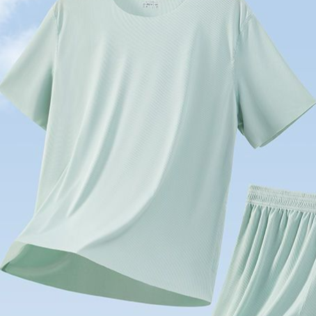 Ice silk pajamas with short sleeves