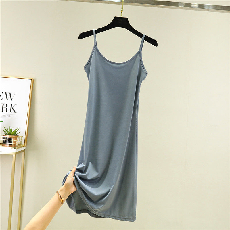 Ice Silk Slip Dress Women Summer A-Line Skirt