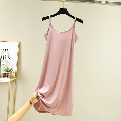 Ice Silk Slip Dress Women Summer A-Line Skirt