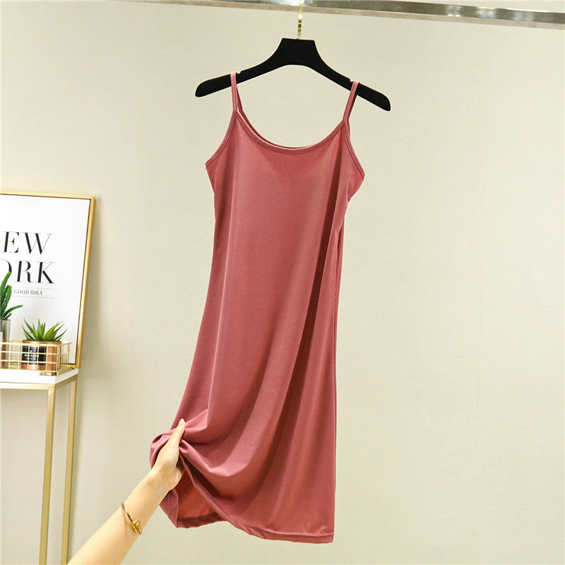 Ice Silk Slip Dress Women Summer A-Line Skirt