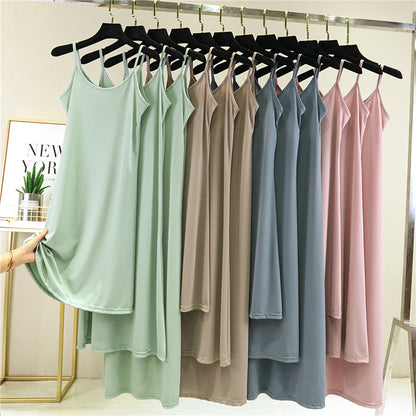 Ice Silk Slip Dress Women Summer A-Line Skirt