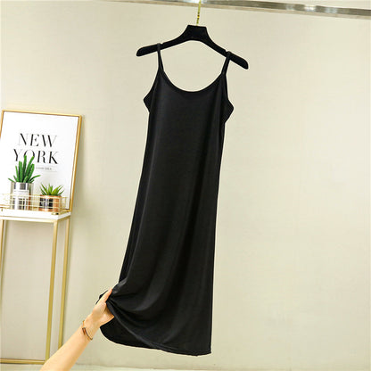 Ice Silk Slip Dress Women Summer A-Line Skirt
