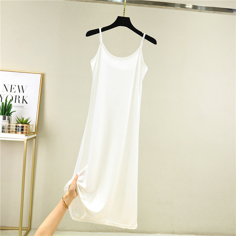 Ice Silk Slip Dress Women Summer A-Line Skirt