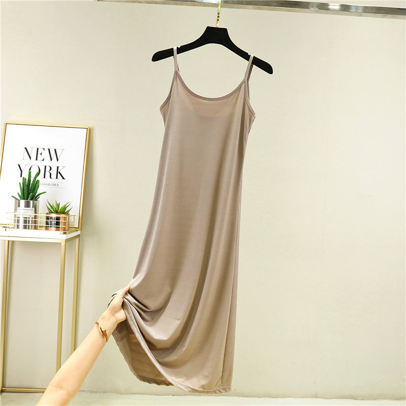 Ice Silk Slip Dress Women Summer A-Line Skirt