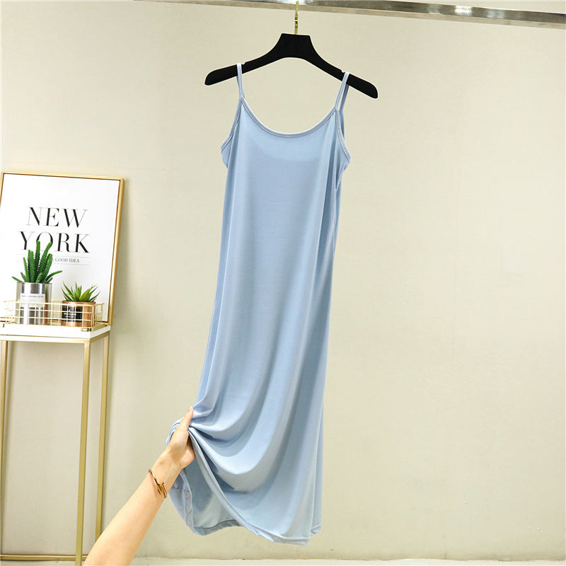 Ice Silk Slip Dress Women Summer A-Line Skirt