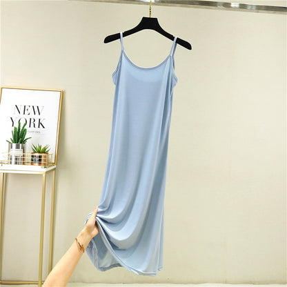 Ice Silk Slip Dress Women Summer A-Line Skirt