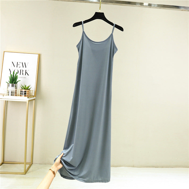 Ice Silk Slip Dress Women Summer A-Line Skirt
