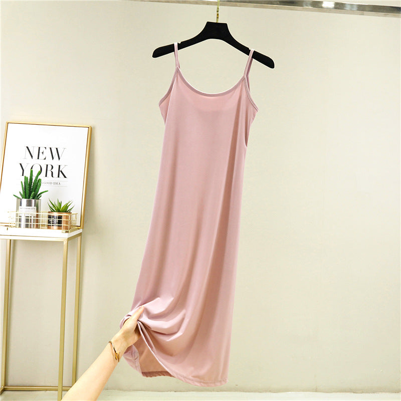 Ice Silk Slip Dress Women Summer A-Line Skirt