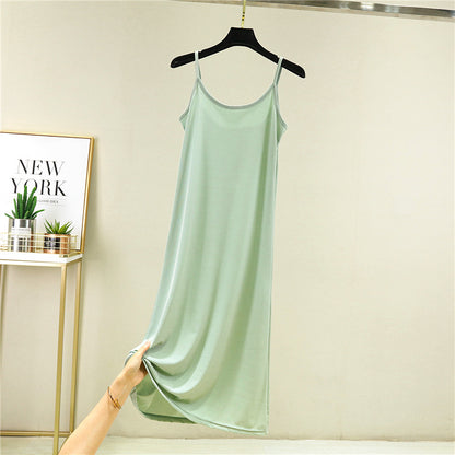 Ice Silk Slip Dress Women Summer A-Line Skirt