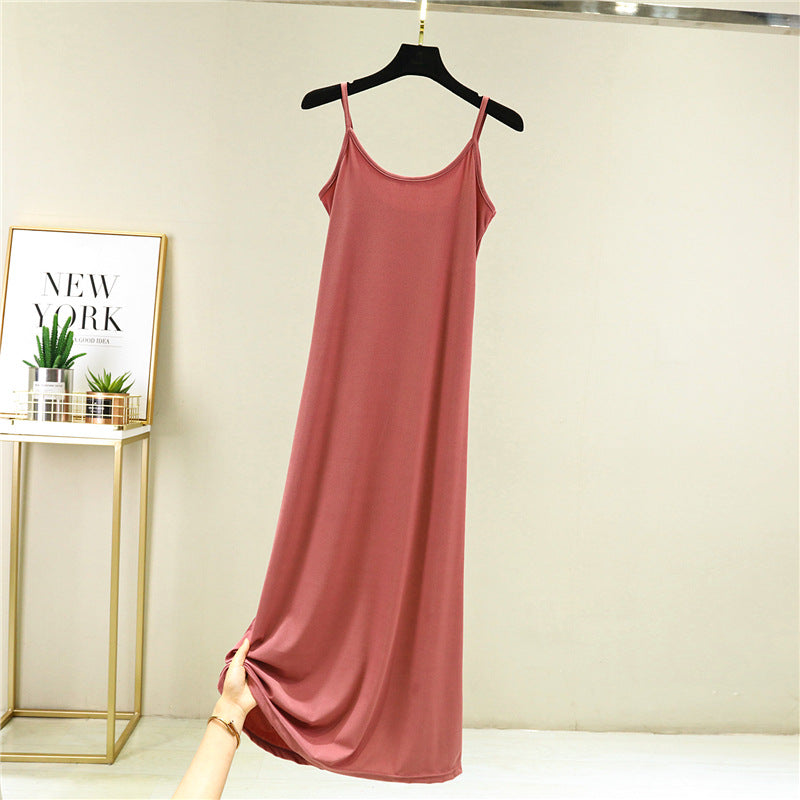 Ice Silk Slip Dress Women Summer A-Line Skirt
