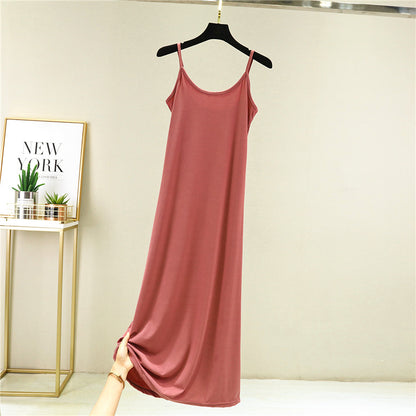 Ice Silk Slip Dress Women Summer A-Line Skirt