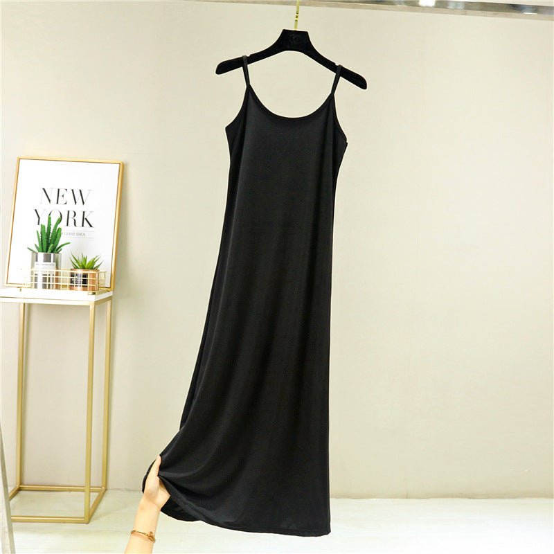 Ice Silk Slip Dress Women Summer A-Line Skirt
