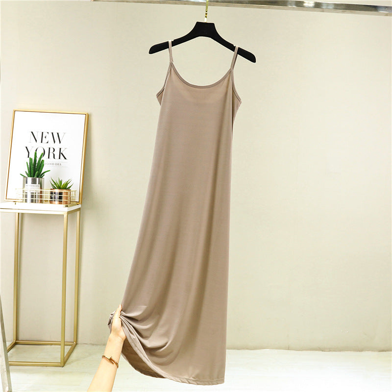Ice Silk Slip Dress Women Summer A-Line Skirt