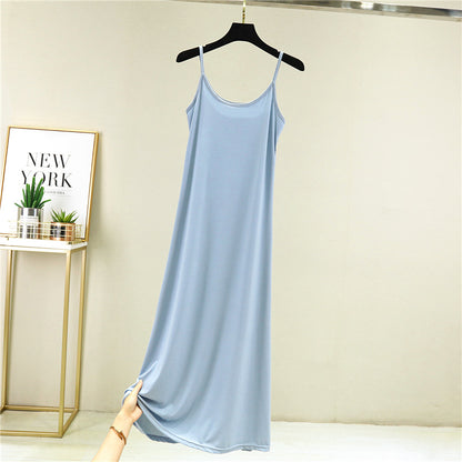 Ice Silk Slip Dress Women Summer A-Line Skirt