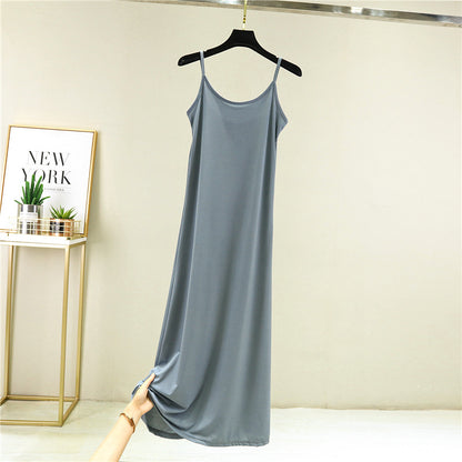 Ice Silk Slip Dress Women Summer A-Line Skirt