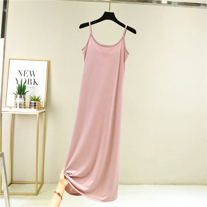 Ice Silk Slip Dress Women Summer A-Line Skirt
