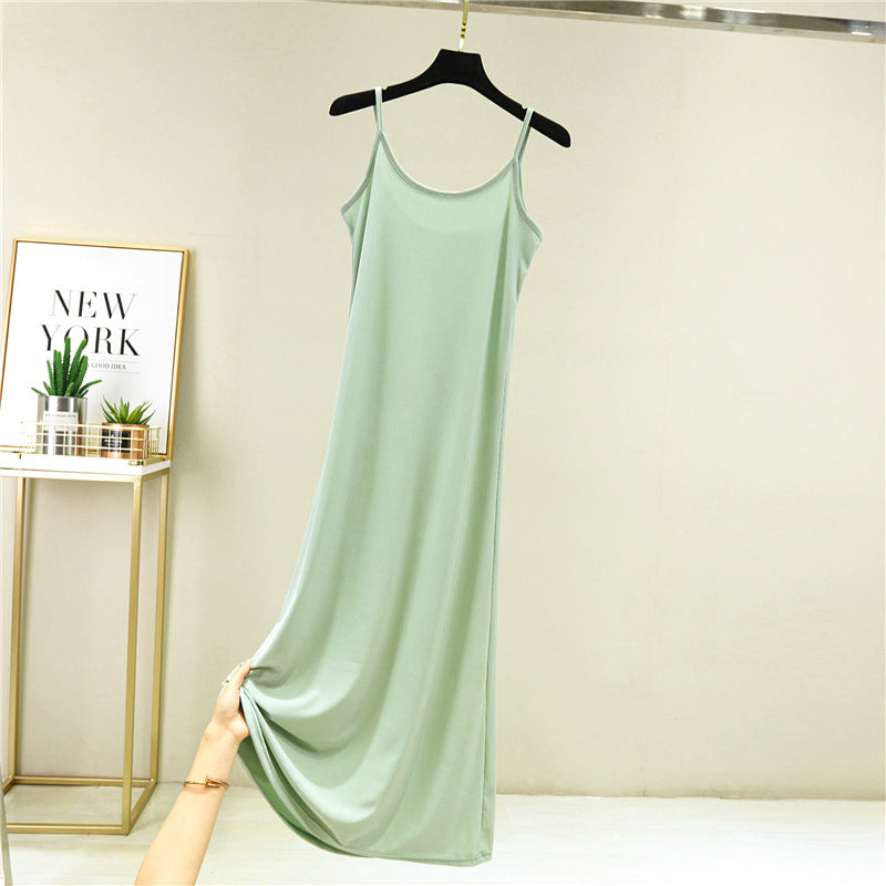 Ice Silk Slip Dress Women Summer A-Line Skirt