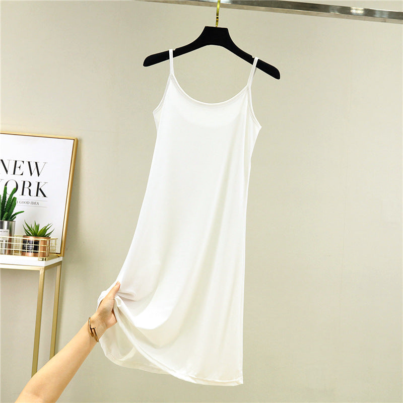 Ice Silk Slip Dress Women Summer A-Line Skirt