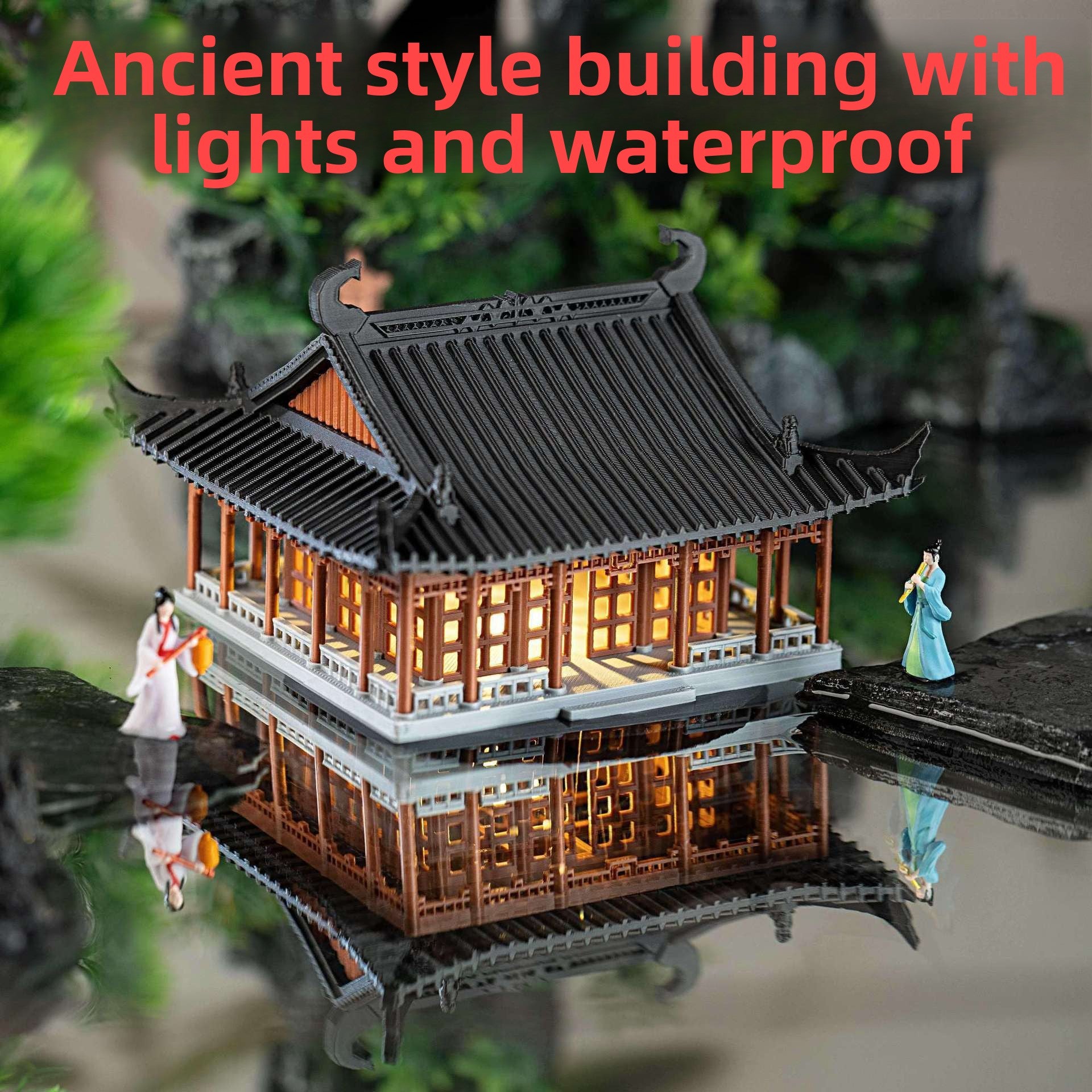 Illuminated Ancient Building Decorative Ornament
