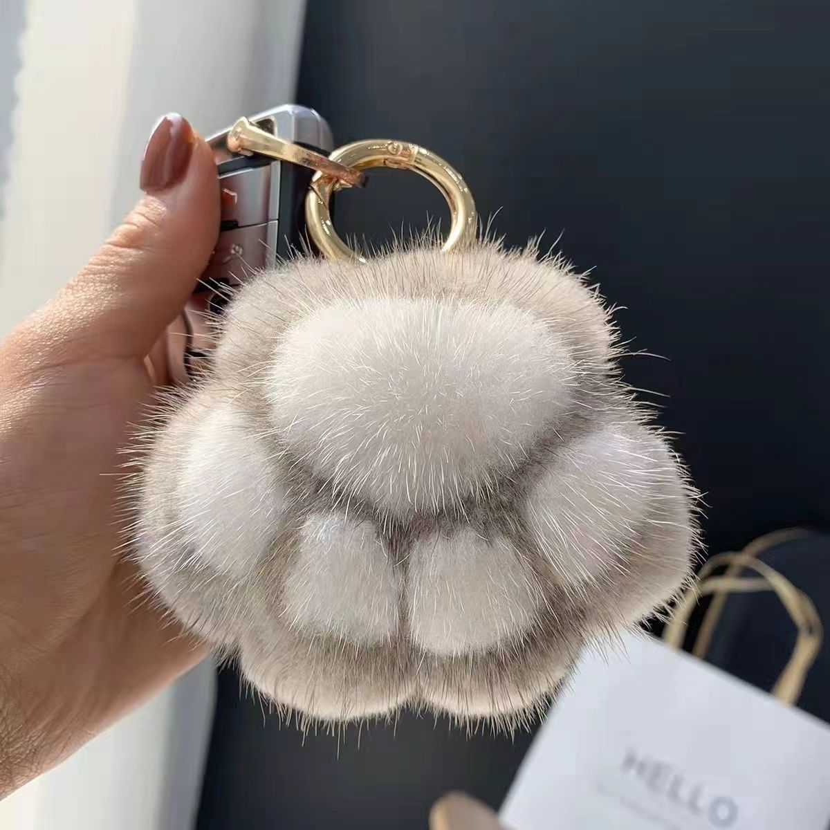 Imitation Mink Hair Cat Paw Plush Keychain Pendant