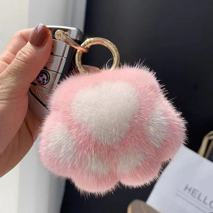 Imitation Mink Hair Cat Paw Plush Keychain Pendant