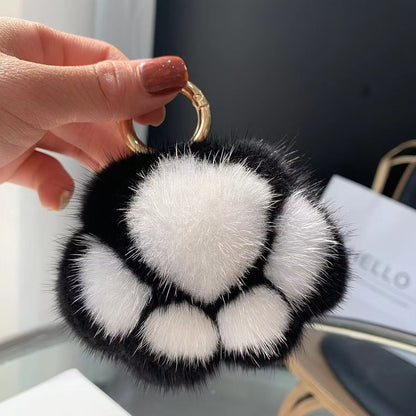 Imitation Mink Hair Cat Paw Plush Keychain Pendant