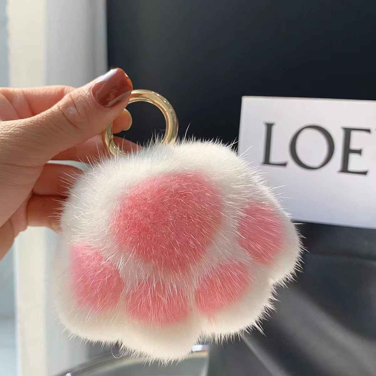 Imitation Mink Hair Cat Paw Plush Keychain Pendant