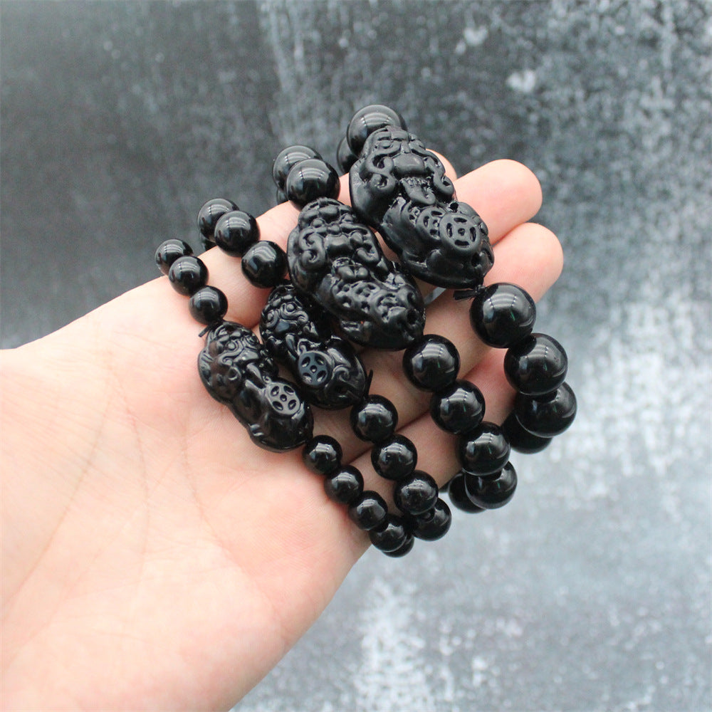 Imitation Obsidian Pixiu Bead Bracelet