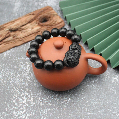 Imitation Obsidian Pixiu Bead Bracelet