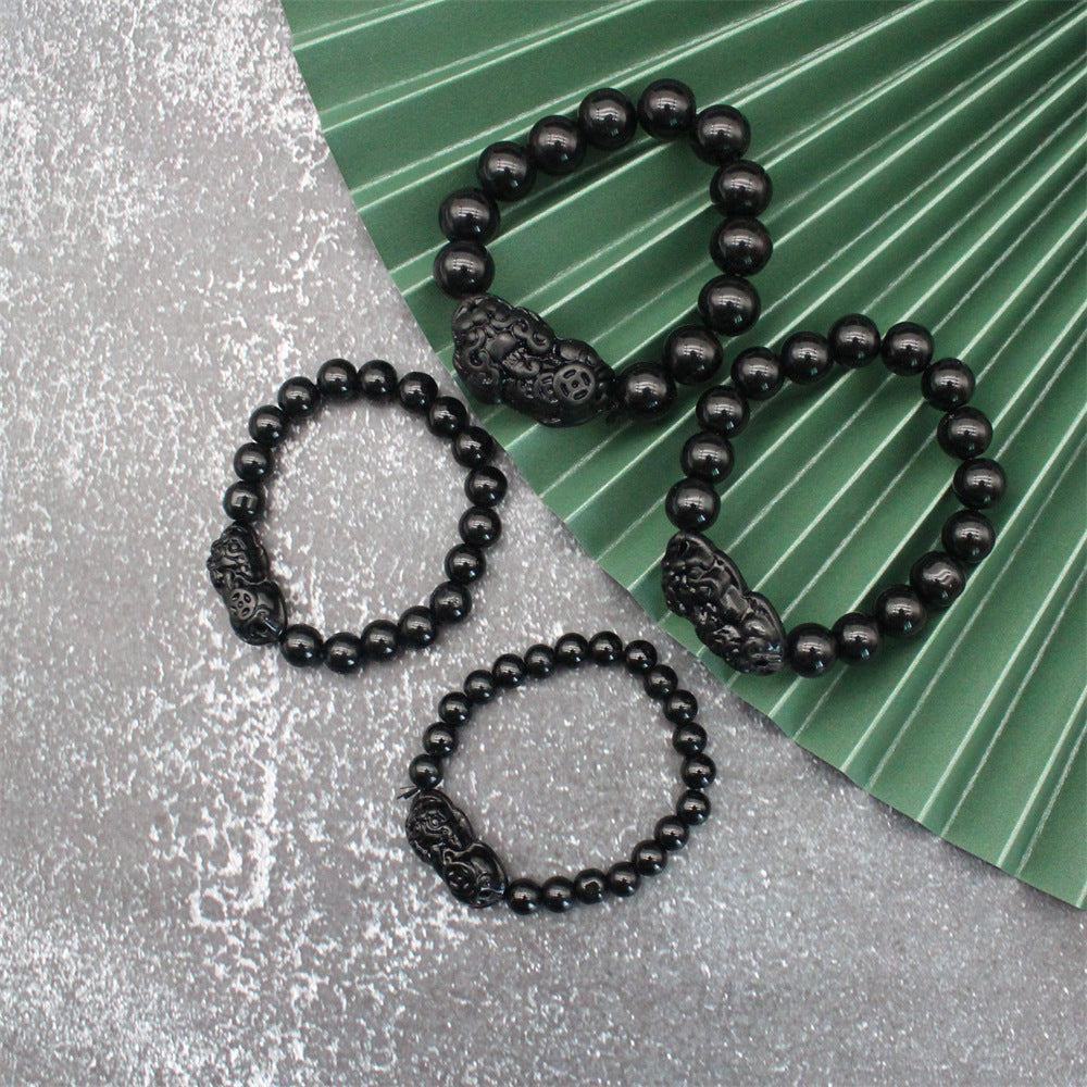 Imitation Obsidian Pixiu Bead Bracelet