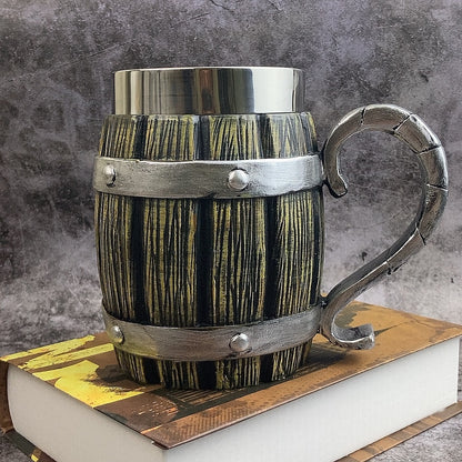 Imitation Wood Beer Mug Stainless Steel Cup