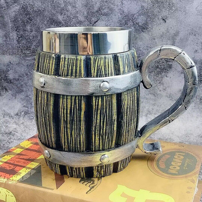 Imitation Wood Beer Mug Stainless Steel Cup
