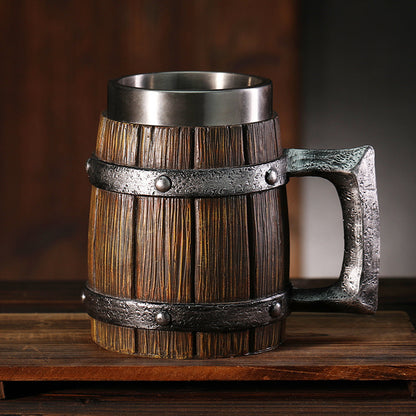 Imitation Wood Beer Mug Stainless Steel Cup