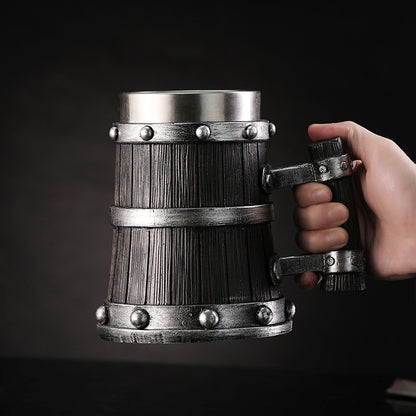 Imitation Wood Beer Mug Stainless Steel Cup
