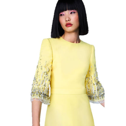 In Stock 2026 Spring/Summer New European and American Celebrity Fashion Heavy Beaded and Rhinestone-Embellished Mid-Length Dress, Mini Dress