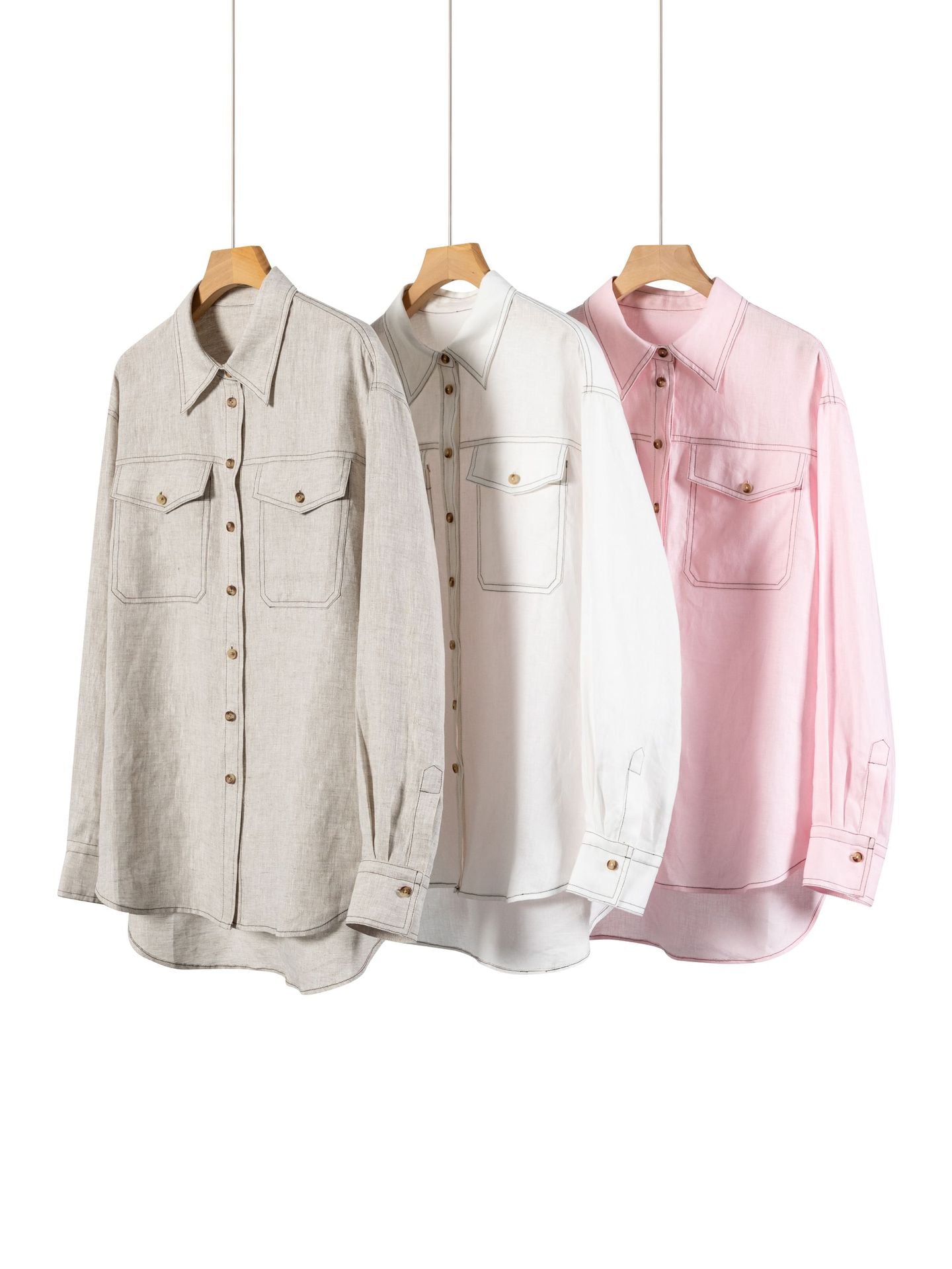 In-Stock Rain Dew Linen Shirt Bc Style Old Money Style 100% Linen Retro Commuter Simple Casual Loose Long-Sleeve Shirt