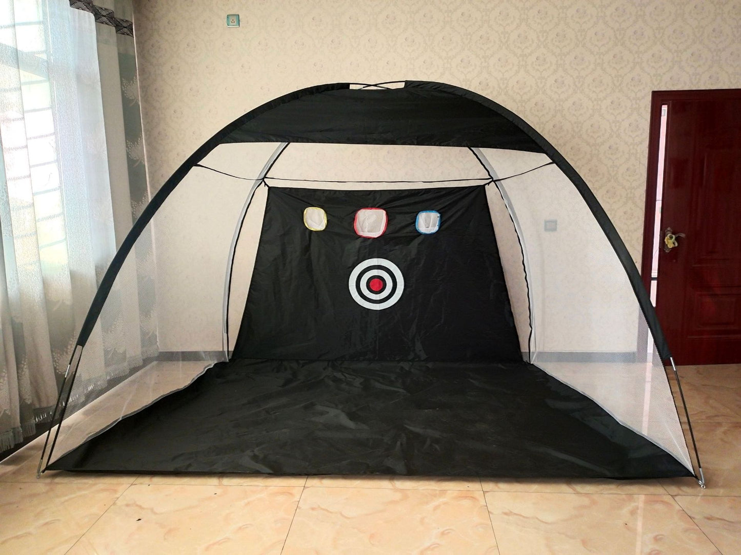 Indoor golf practice net strike net