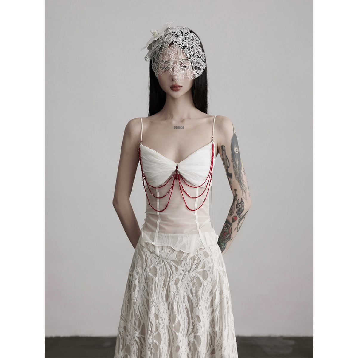 Indulge Rose Quartz Mesh Patchwork Sleeveless Top