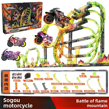 Inertia Powered Motorcycle Track Toy