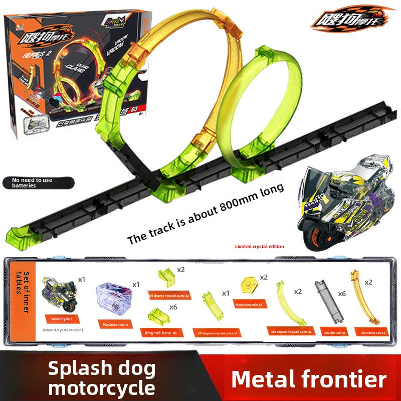 Inertia Powered Motorcycle Track Toy