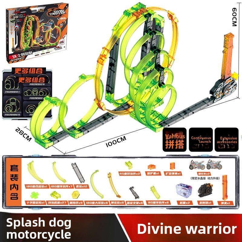 Inertia Powered Motorcycle Track Toy