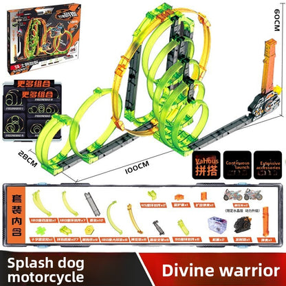 Inertia Powered Motorcycle Track Toy