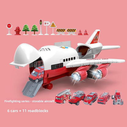 Inertia Transforming Aircraft Toy with Music and Alloy Cars
