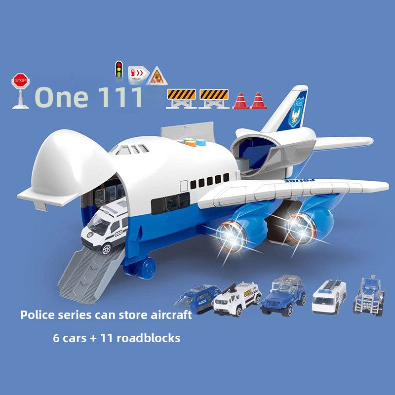 Inertia Transforming Aircraft Toy with Music and Alloy Cars