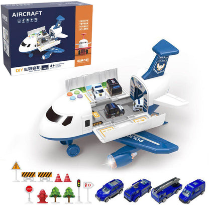 Inertia Transforming Aircraft Toy with Music and Alloy Cars