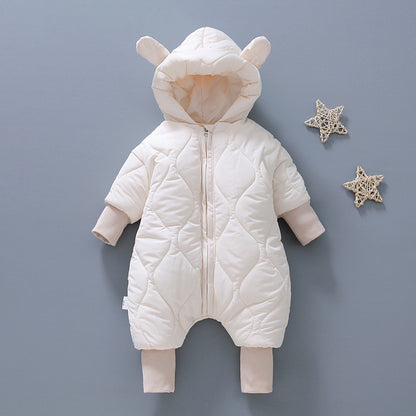 Infant and toddler one-piece clothing with fleece and cotton for going out and crawling