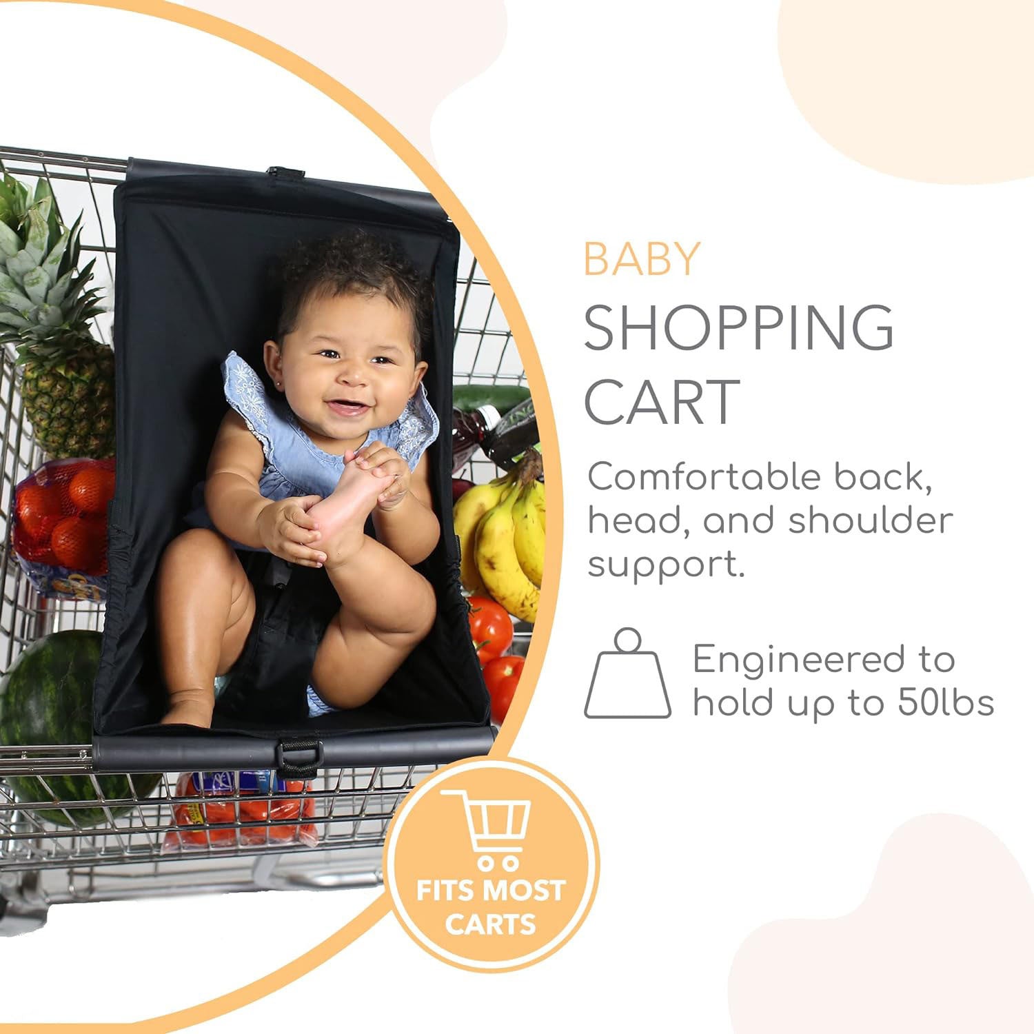 Infant and toddler shopping cart hammock