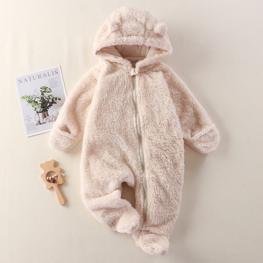 Infant Plush Jumpsuit with Hand and Foot Coverage