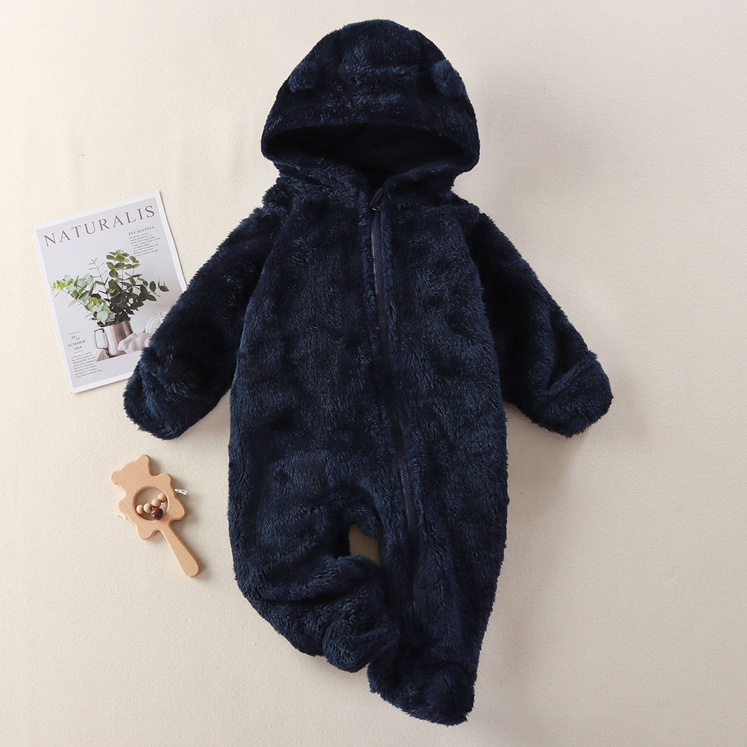Infant Plush Jumpsuit with Hand and Foot Coverage