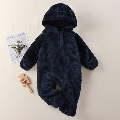 Infant Plush Jumpsuit with Hand and Foot Coverage